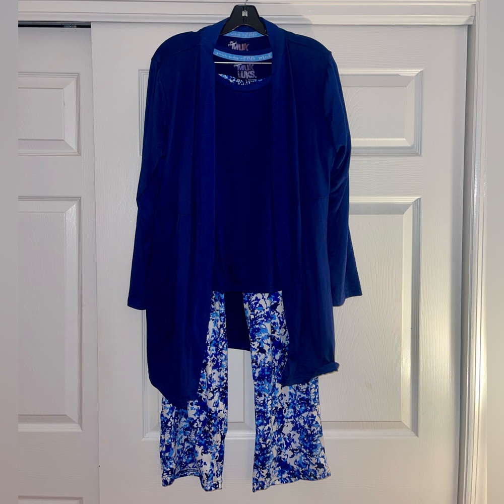 Muk Luks Cloud Knit 3-Piece Set Navy Marble Blur Large - Picture 2 of 9